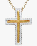 Diamond Cross Necklace 1/4 cttw Natural DIamonds14k Yellow Gold Plated Sterling Silver