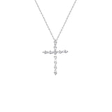 Diamond Cross Necklace 1/4 CTTW Baguette and Round Diamonds in Sterling Silve...