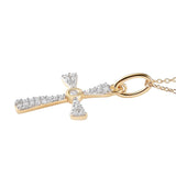 Diamond Cross Necklace 1/4 CTTW in Sterling Silver or 14kt Yellow Gold Plated...