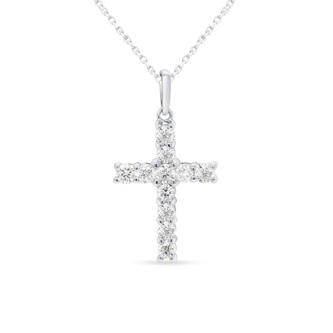Lab Grown Diamond Cross Necklace 1/2 cttw FG Color, VS2-SI1 Clarity in Sterli...