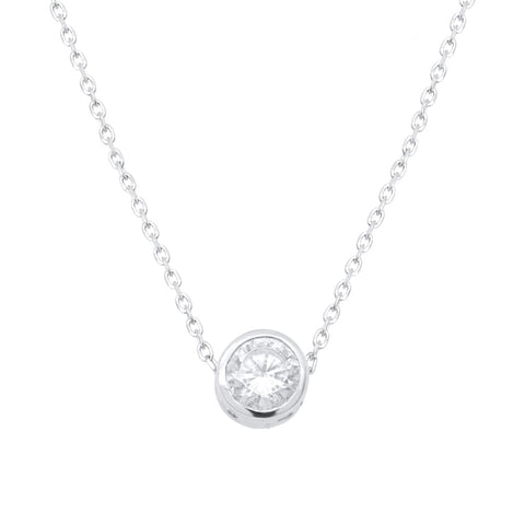Lab Grown Diamond Necklace Round Diamond Solitaire with Halo 1/2 cttw...