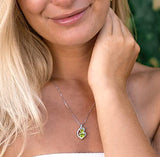 Peridot Necklace Heart Pendant  in Sterling Silver