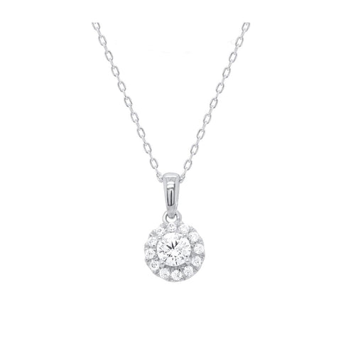Lab Grown Diamond Necklace Round Diamond Solitaire with Halo 1/2 cttw...
