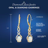 Lab Created Opal Earrings Diamond Accent in 14k Yellow Gold Plated Sterling Silver