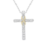 Lab Grown Diamond Cross Necklace 1/2 cttw FG Color, VS2-SI1 Clarity in Sterli...