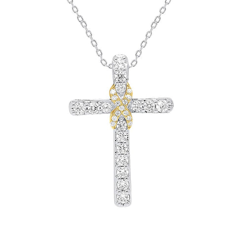 Lab Grown Diamond Cross Necklace 1/2 cttw FG Color, VS2-SI1 Clarity in Sterli...