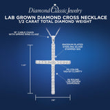 Lab Grown Diamond Cross Necklace 1/4-1/2 cttw F-G Color, VS2-SI1 Clarity in S...