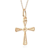 Diamond Cross Necklace 1/4 CTTW in Sterling Silver or 14kt Yellow Gold Plated...