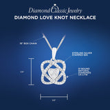 Diamond Necklace Love Knot Pendant 1/4 cttw in Sterling Silver or 14kt Yellow G...