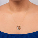 Diamond Heart Necklace 14kt Yellow Gold Plated Silver 1/4 cttw Natural Diamon...
