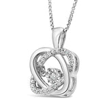 Diamond Pendant Necklace Dancing Diamond Love Knot 1/10 cttw in Sterling Silv...