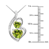Peridot Necklace Heart Pendant  in Sterling Silver