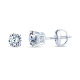 Diamond Stud Earrings in 14k White Gold 1 cttw Screw Backs HI Color I3 Clarity