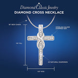 Diamond Cross Necklace in Sterling Silver