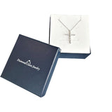 Diamond Cross Necklace 1/4 CTTW Baguette and Round Diamonds in Sterling Silve...