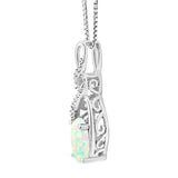 Lab Created Opal Necklace in Sterling Silver with 18 Inch Chain
