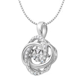 Diamond Pendant Necklace Dancing Diamond Knot in Sterling SIlver or 14K Gold ...