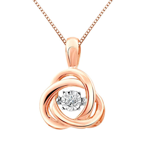 Diamond Pendant Necklace Dancing Diamond Love Knot - Sterling Silver, Yellow ...