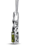 Peridot Necklace Twist Diamond Accent Sterling Silver - 18 Inch Chain