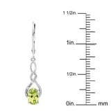 Peridot Earrings Dangle with Diamond Accent in Sterling Silver