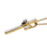 Lab Created Ruby or Blue Sapphire and Diamond Cross Necklace 1/10 cttw in 14k...