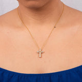 Diamond Cross Necklace 1/4 cttw Natural DIamonds14k Yellow Gold Plated Sterling Silver