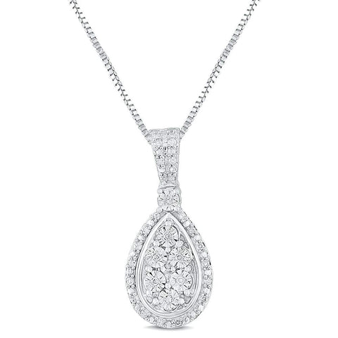 Diamond Pendant Necklace 1/10 cttw in Sterling Silver - 18 Inch Chain