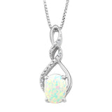 Lab Created Opal Necklace in Sterling Silver with 18 Inch Chain