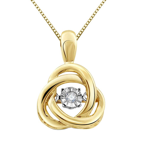 Diamond Pendant Necklace Dancing Diamond Love Knot - Sterling Silver, Yellow ...