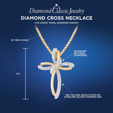Diamond Cross Necklace in 14k Yellow Gold Plated Serling Silver