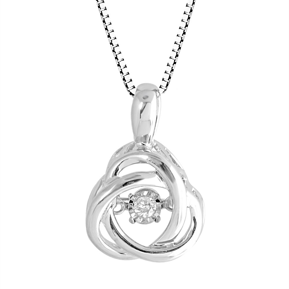 Diamond Pendant Necklace Dancing Diamond Love Knot Sterling Silver,  Yellow