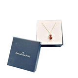 Garnet Necklace Heart Pendant  Diamond Accent in 14kt Gold Plated Sterling Silver