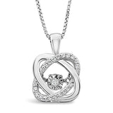Diamond Pendant Necklace Dancing Diamond Love Knot 1/10 cttw in Sterling Silv...