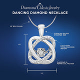 Diamond Pendant Necklace Dancing Diamond Love Knot 1/10 cttw in Sterling Silv...