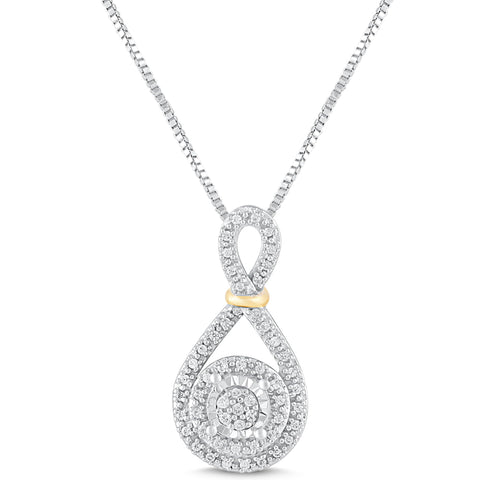 Diamond Pendant Necklace 1/5 cttw Natural Diamonds in 14kt Yellow Gold Plated...