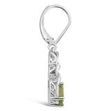 Peridot Earrings Dangle with Diamond Accent in Sterling Silver