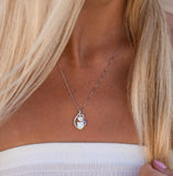 Lab Created Opal Necklace Heart Pendant in Sterling Silver