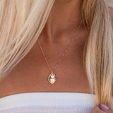 Lab Created Opal Necklace Heart Pendant in 14 Rose Gold Plated Sterling Silver