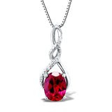 Lab Created Ruby Necklace Diamond Accent - 18 Inch Chain