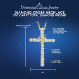 1/10 CTTW Diamond Heart Cross in 14k Yellow Gold Sterling Silver