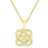 Diamond Pendant Necklace Love Knot  1/4 cttw in  14kt Yellow Gold Plated Silver