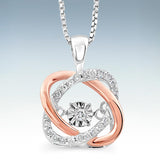 Diamond Pendant Necklace Dancing Diamond Love Knot 1/10 cttw in Sterling Silv...