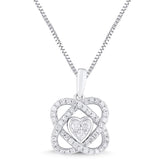Diamond Necklace Love Knot Pendant 1/4 cttw in Sterling Silver or 14kt Yellow G...