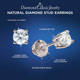 Diamond Stud Earrings in 14k White Gold 1 cttw Screw Backs HI Color I3 Clarity
