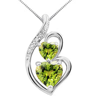 Peridot Necklace Heart Pendant  in Sterling Silver