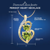 Peridot Necklace Heart Pendant  in 14k Gold Plated Sterling Silver