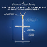 Lab Grown Diamond Cross Necklace 1/4-1/2 cttw F-G Color, VS2-SI1 Clarity in S...