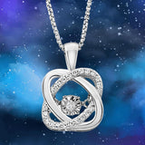 Diamond Pendant Necklace Dancing Diamond Love Knot 1/10 cttw in Sterling Silv...