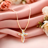 Diamond Cross Necklace Sterling Silver or 14k Gold Plated Silver - 18 Inch Chain