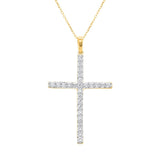 Lab Grown Diamond Cross Pendant Necklace 1/2 cttw FG Color, VS2-SI1 Clarity in 14kt Yellow Gold Plated Sterling Silver - 18 Inch Cable Chain